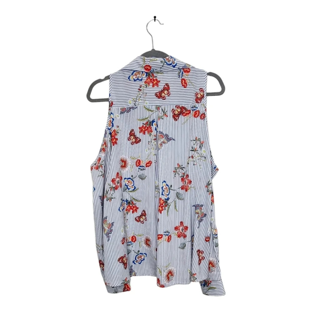 Karlie Cut Out Shoulder Striped Floral Butterfly Long Sleeve Size M - Picture 4 of 11
